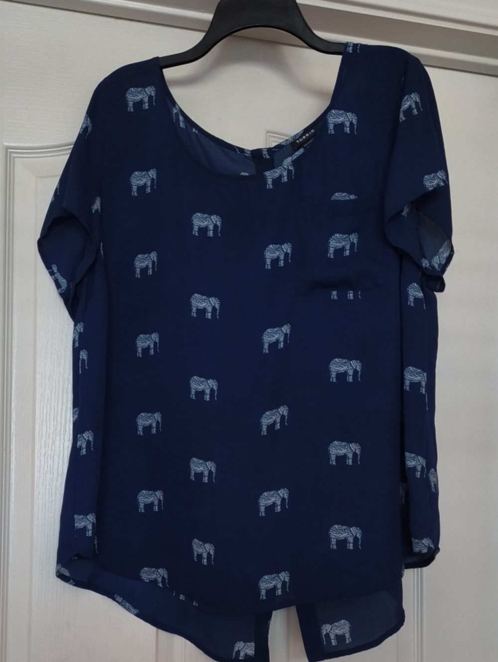torrid Navy Elephant Print Short Sleeve Top
